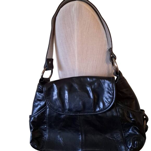 Kenneth Cole Reaction Black Leather Shoulder Bag - Picture 2 of 9